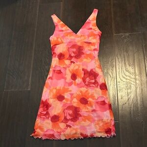 Floral Pink and Orange Dress